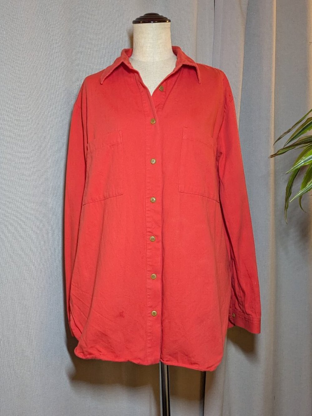 Ilana Kohn Red Cotton Button Down Shirt Swan Shirt Collared Medium